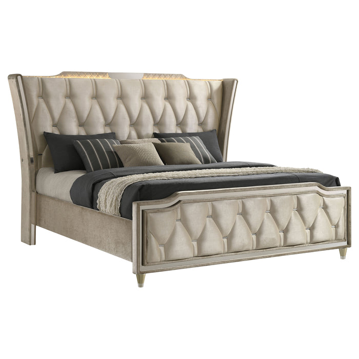 Lorient Eastern King LED Upholstered Bed Ivory and Camel