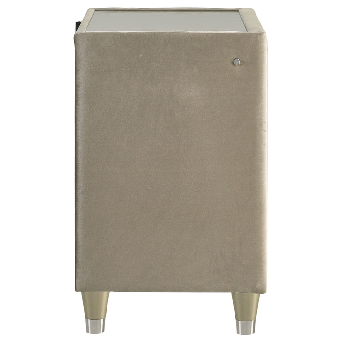 Lorient 2-drawer LED Nightstand with USB Ivory and Camel