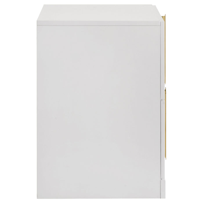 Ines 2-drawer Nightstand Bedside Table White High Gloss