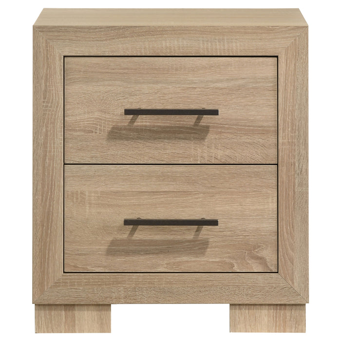 Arielle 2-drawer Bedroom Nightstand with Casters Light Oak