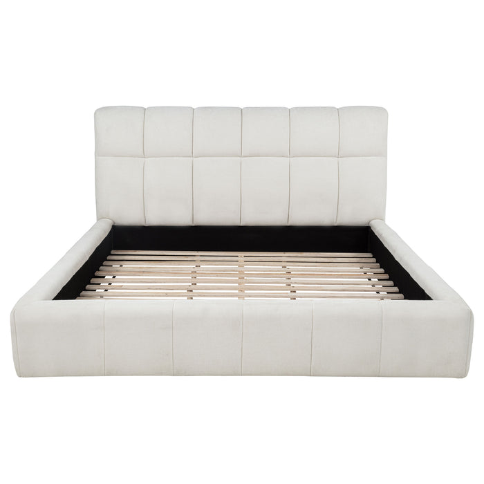 Nollet 48-inch Upholstered California King Platform Bed Cream