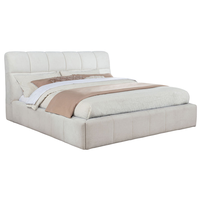 Nollet 48-inch Upholstered Queen Panel Platform Bed Cream