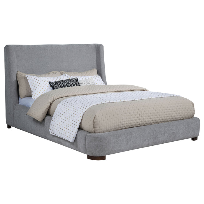 Rennes Upholstered Eastern King Wingback Platform Bed Grey