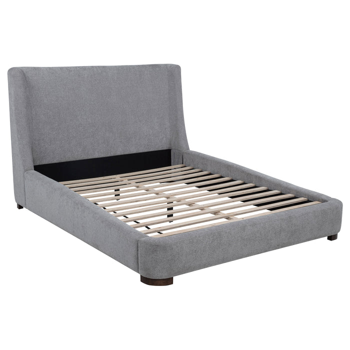 Rennes Upholstered Queen Wingback Platform Bed Grey