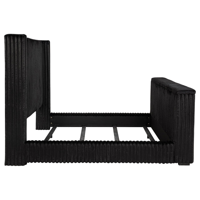 Centergrove Upholstered Eastern King Wingback TV Bed Black
