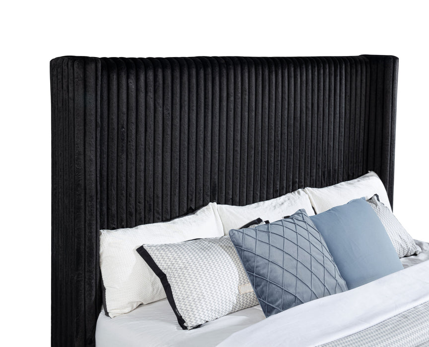 Centergrove Upholstered California King Wingback TV Bed Black