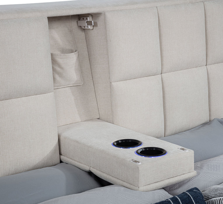 Dreux Upholstered California King Panel Platform Bed Cream