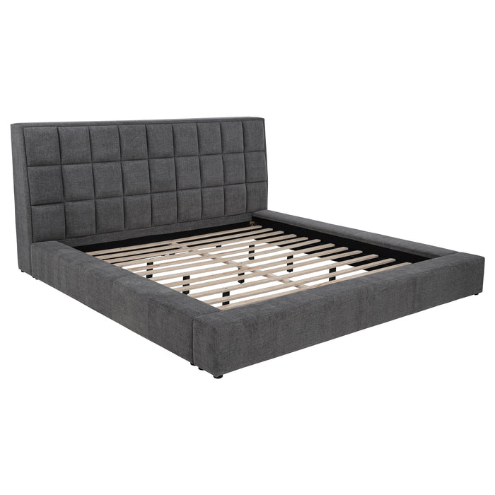 Dreux Upholstered California King Panel Platform Bed Grey