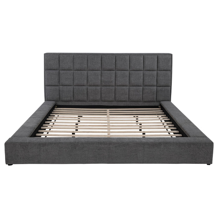 Dreux Upholstered California King Panel Platform Bed Grey