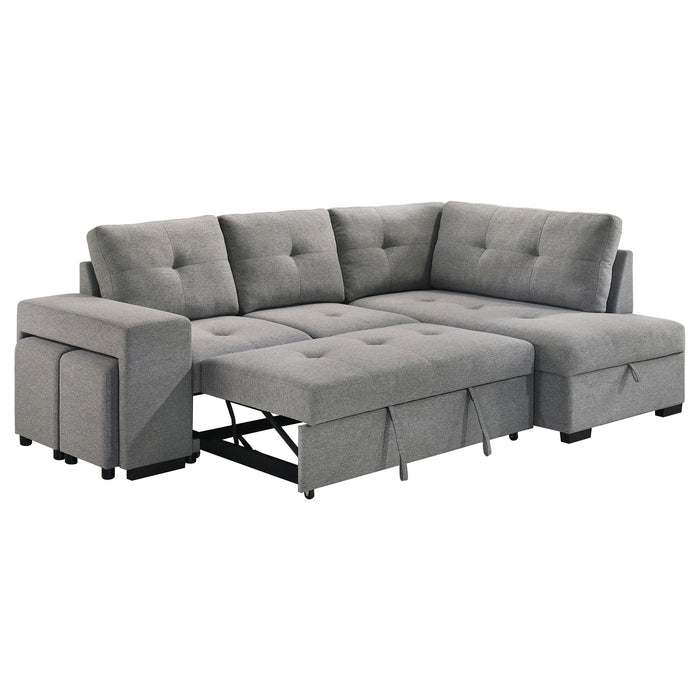Roanne Fabric Upholstered Sleeper Sectional Sofa Grey