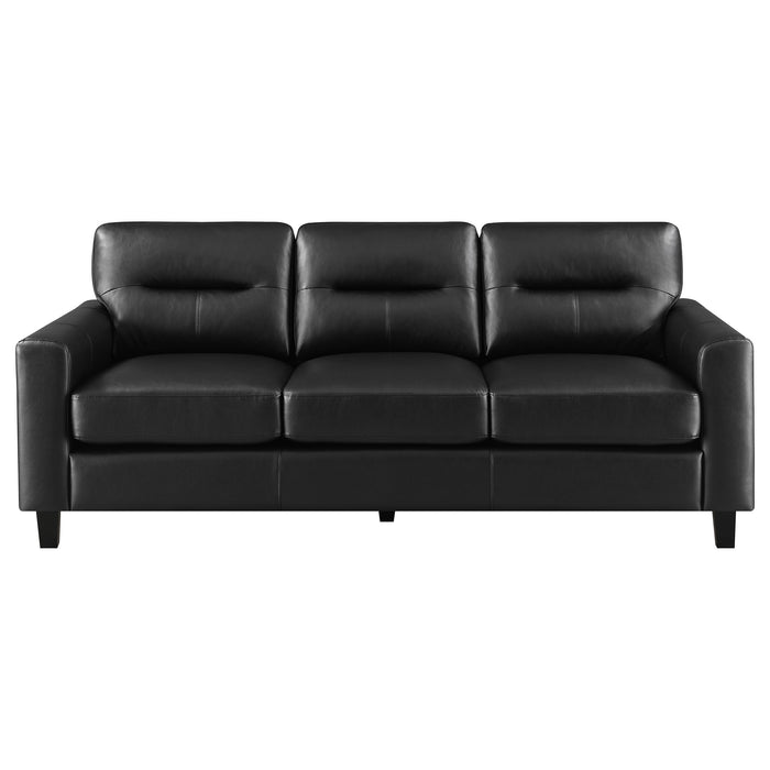 Scotland Faux Leather Upholstered Track Arm Sofa Black