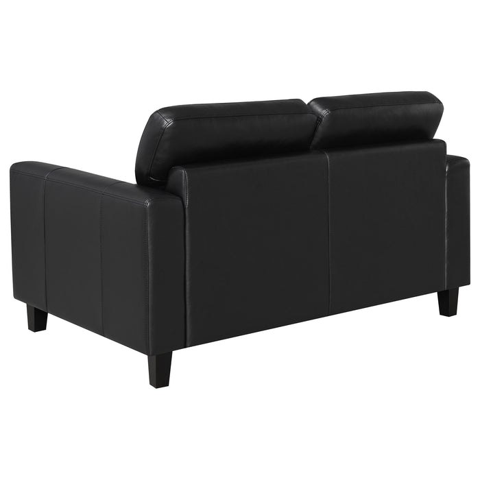 Scotland Faux Leather Upholstered Track Arm Loveseat Black