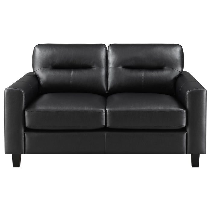 Scotland Faux Leather Upholstered Track Arm Loveseat Black