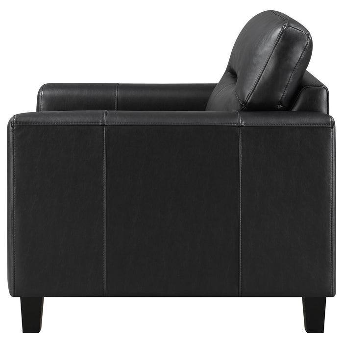 Scotland Faux Leather Upholstered Track Arm Chair Black