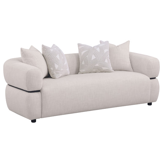 Jeanette 84-inch Fabric Upholstered Round Arm Sofa Beige