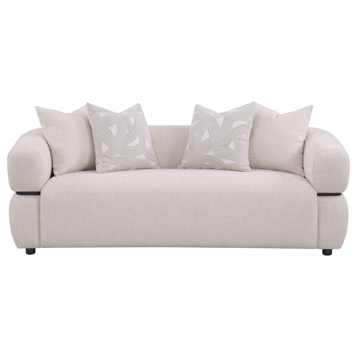 Jeanette 84-inch Fabric Upholstered Round Arm Sofa Beige