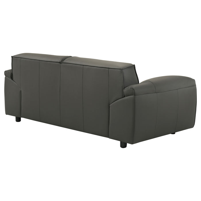 Buxton Top Grain Leather Upholstered Loveseat Graphite