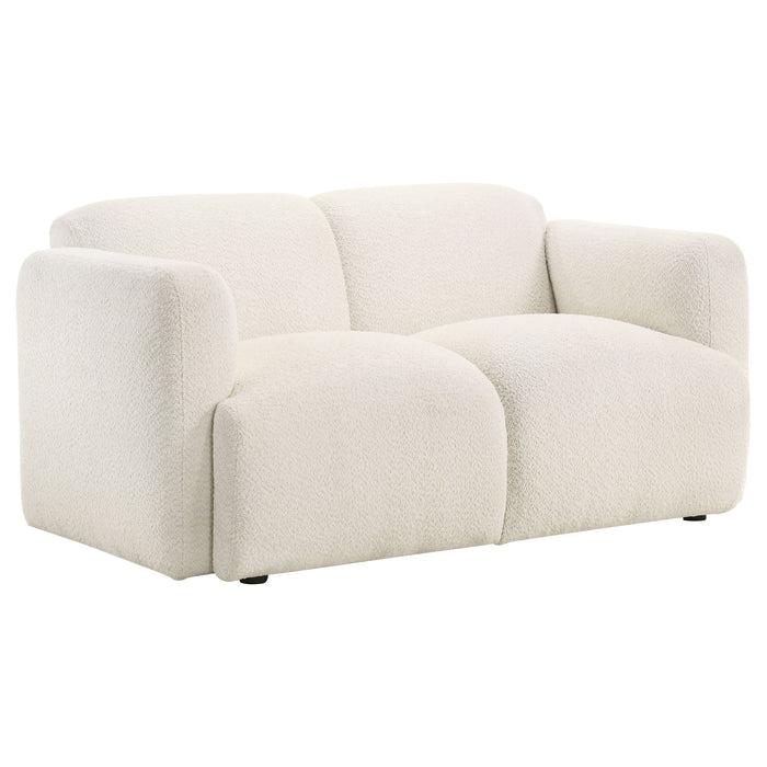 Dorset 2-piece Upholstered Round Track Arm Sofa Set White