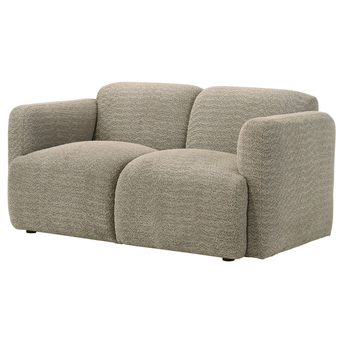 Dorset Fabric Upholstered Round Track Arm Loveseat Brown