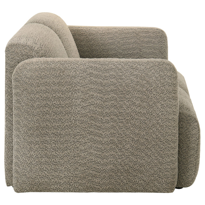 Dorset Fabric Upholstered Round Track Arm Loveseat Brown