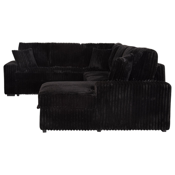 Devonshire Sleeper Sectional Sofa Storage Chaise Black