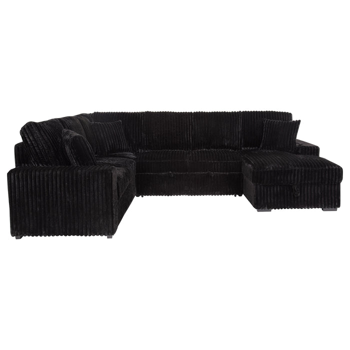 Devonshire Sleeper Sectional Sofa Storage Chaise Black