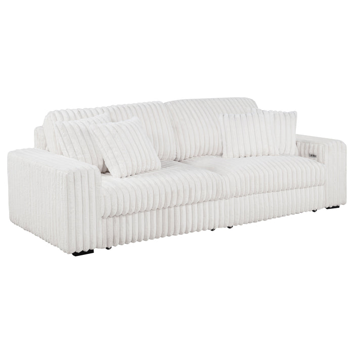 Jacana Corduroy Upholstered Dual Power Chaise Sofa Ivory