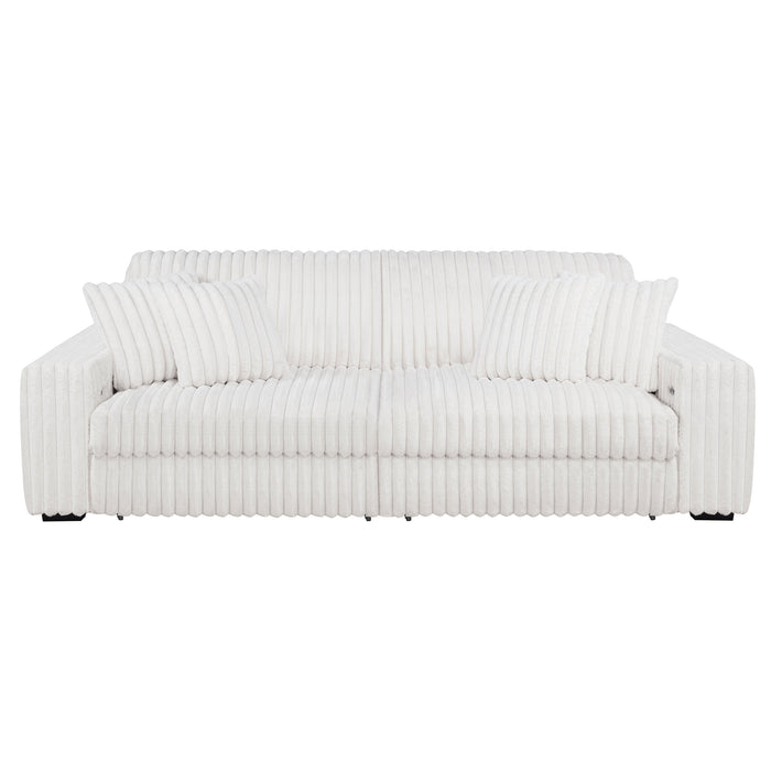 Jacana Corduroy Upholstered Dual Power Chaise Sofa Ivory