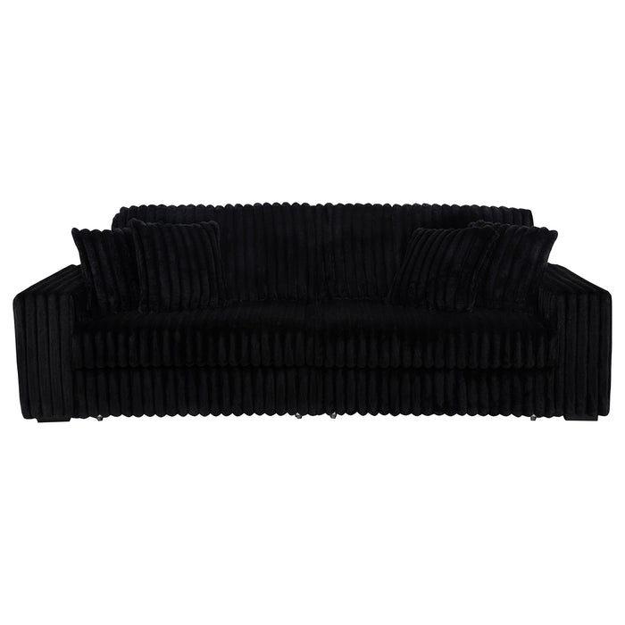 Jacana Corduroy Upholstered Dual Power Chaise Sofa Black