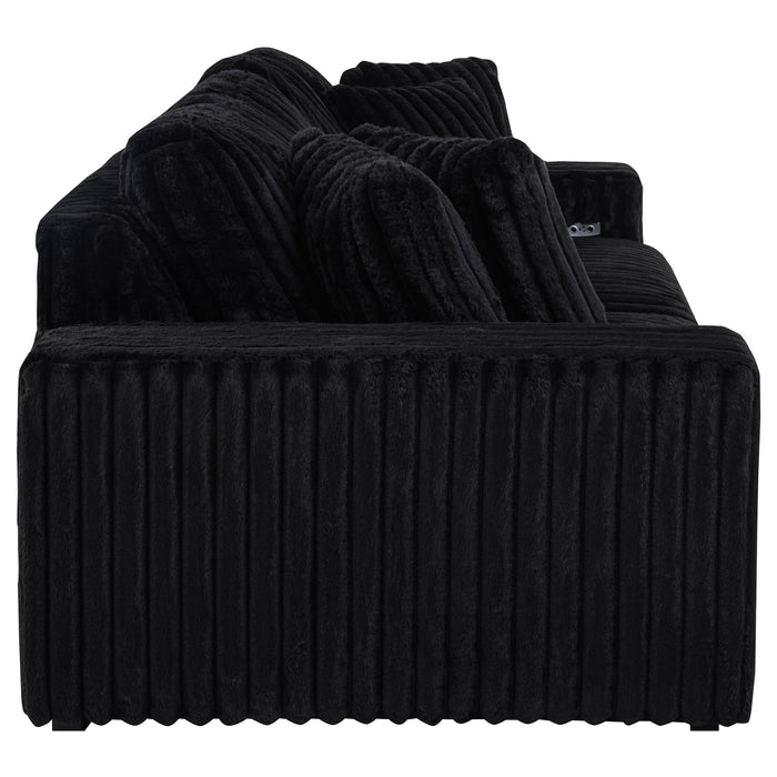 Jacana Corduroy Upholstered Dual Power Chaise Sofa Black