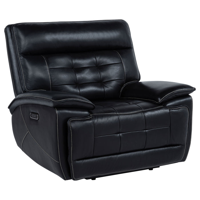 Hewitt Leather Upholstered Dual Power Recliner Chair Black
