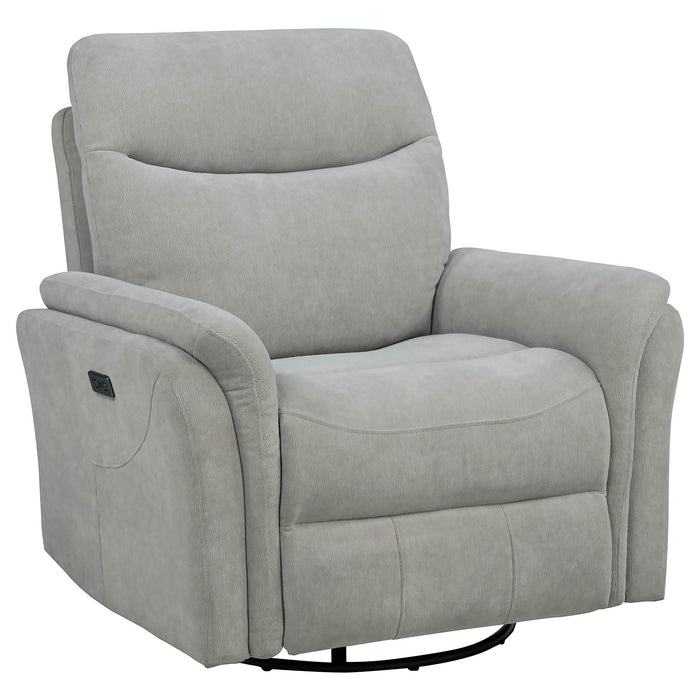 Adler Upholstered Power Swivel Glider Recliner Ivory