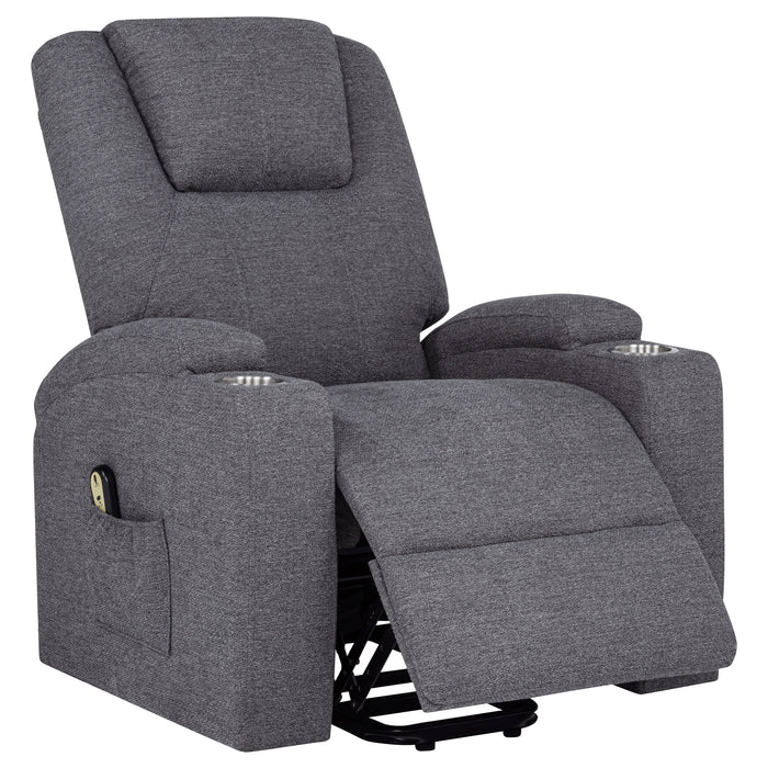 Louie Chenille Upholstered Power Lift Massage Chair Grey