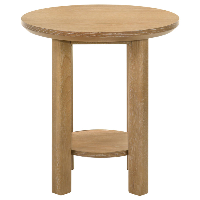 Ottowa 2-piece Round Wood Coffee Table Set Light Oak