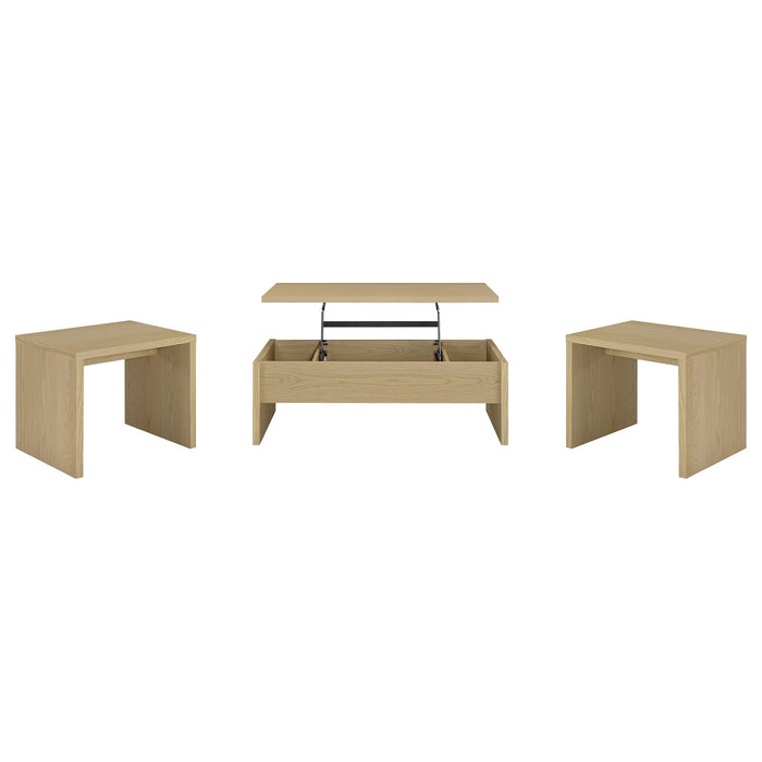 Canoga 3-piece Lift Top Cocktail Coffee Table Set Light Oak