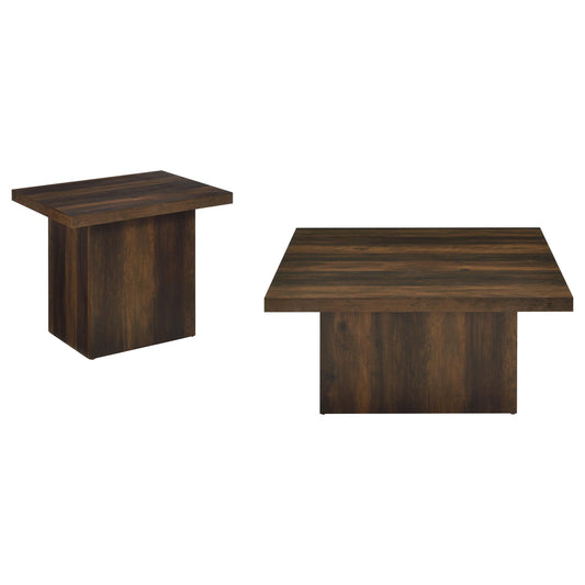 Devar 2-piece Square Coffee and End Table Set Dark Pine