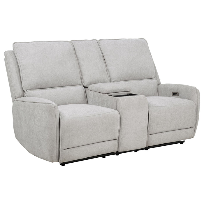 Sylmar Chenille Upholstered Power Reclining Loveseat Dove Grey