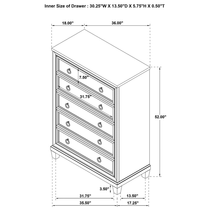 Pembroke 5-piece Queen Bedroom Set Washed Oak