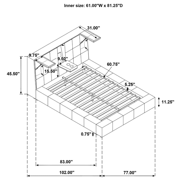 Dreux Upholstered Queen Panel Platform Bed Grey
