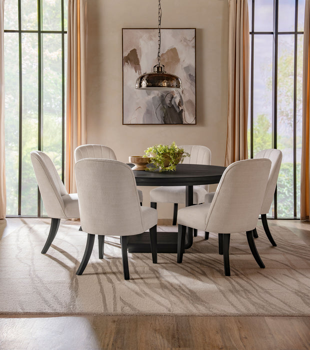Leandro 7-piece Round Dining Table Set Burnished Black
