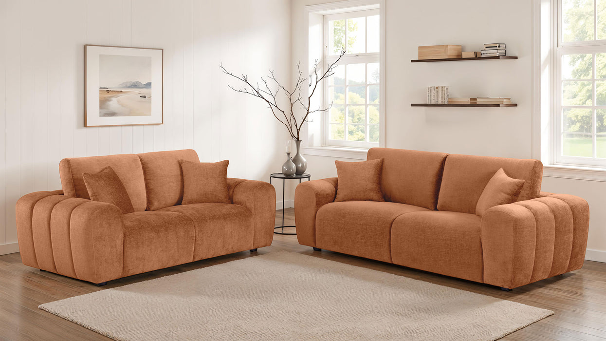 Burnett 2-piece Chenille Upholstered Sofa Set Burnt Orange