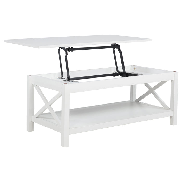 Skyview 3-piece Rectangular Lift Top Coffee Table Set White