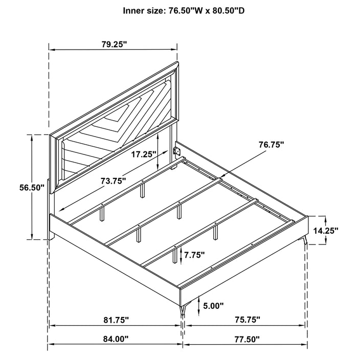 Cassia 4-piece Eastern King LED Bedroom Set White High Gloss