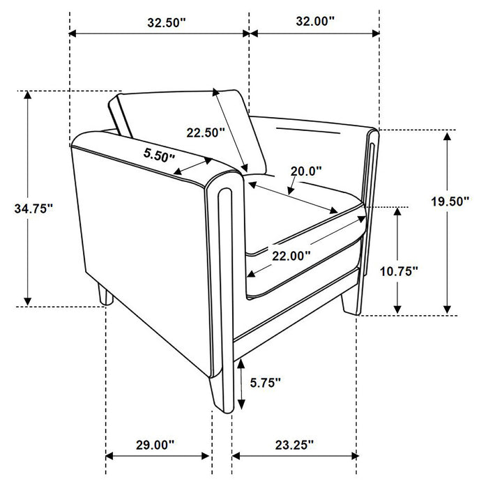 Islington Fabric Upholstered Panel Arm Accent Chair Taupe