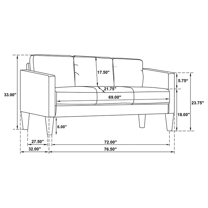 Ruth 2-piece Fabric Upholstered Track Arm Sofa Matcha Green