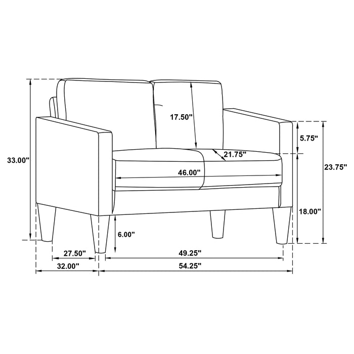 Ruth 3-piece Fabric Upholstered Track Arm Sofa Matcha Green