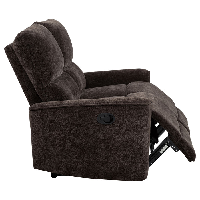 Navarro Chenille Upholstered Reclining Loveseat Dark Brown