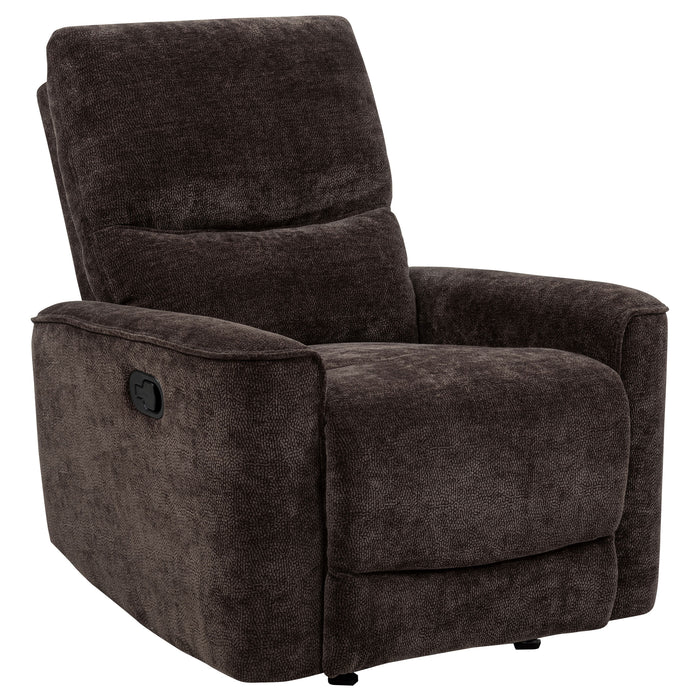 Navarro Chenille Upholstered Glider Recliner Dark Brown