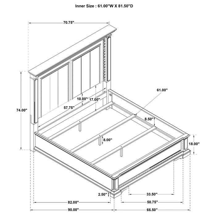 McKinney Queen LED Light Panel Bed Vintage White