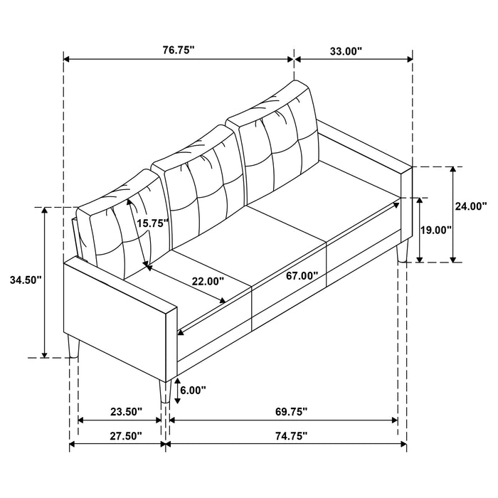 Bowen II Fabric Upholstered Track Arm Sofa Rust